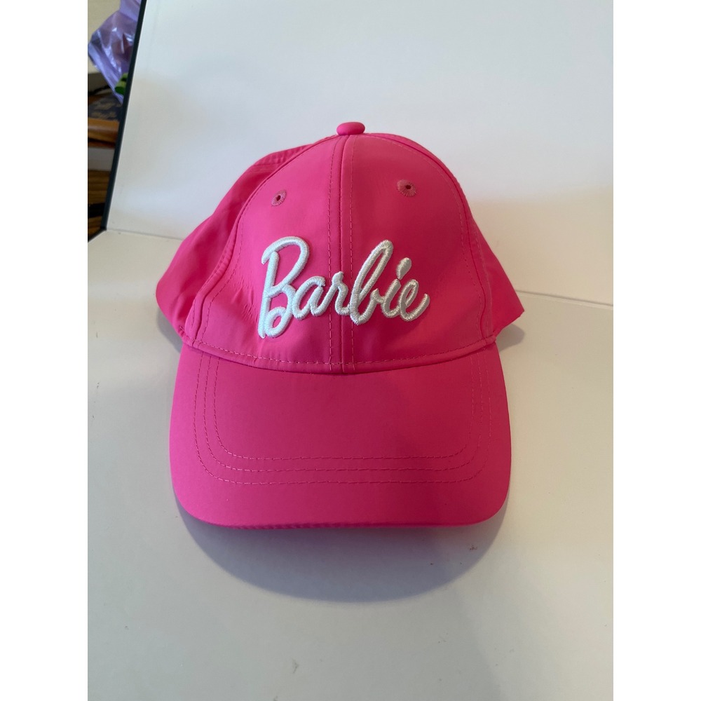 Barbie Mattel Hot Pink Baseball Cap White Embroidered Script Logo Hat